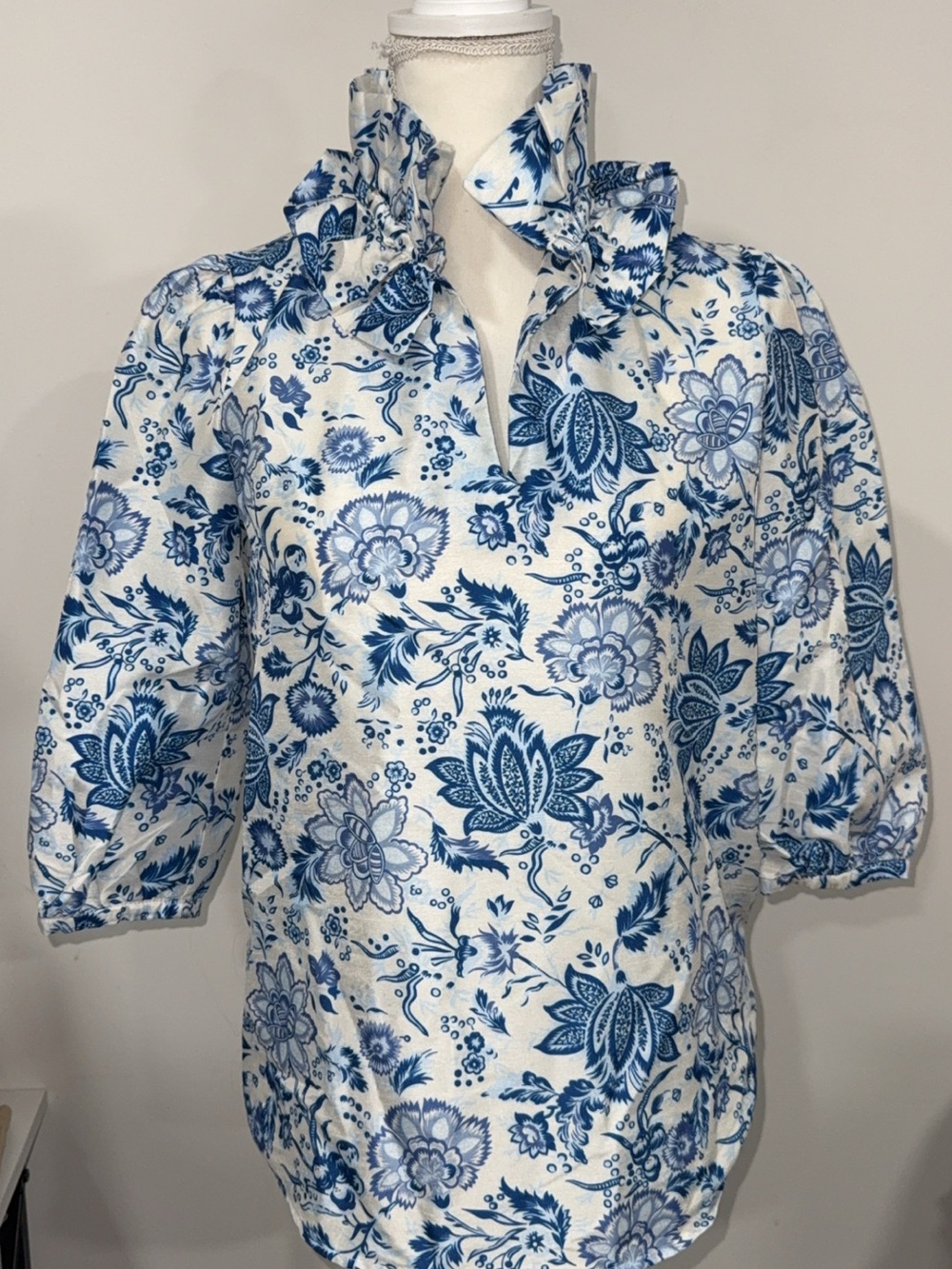 Tuckernuck Blue and White Floral Blouse